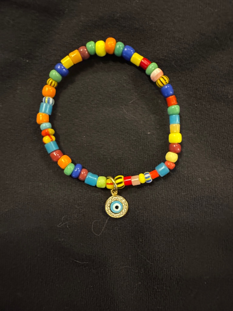 Nwot Aaron Basha Beaded Bracelet With Gold And Diamond Evil Eye Charm